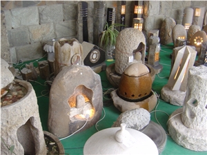 Natural Granite Lantern/Lamp with Electric Light
