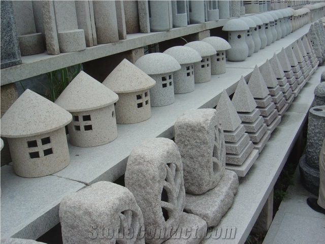 Natural Granite Lantern/Lamp with Electric Light