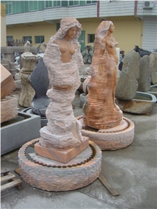 Outdoor Nature Sunset Red Marble Garden Water Fountain