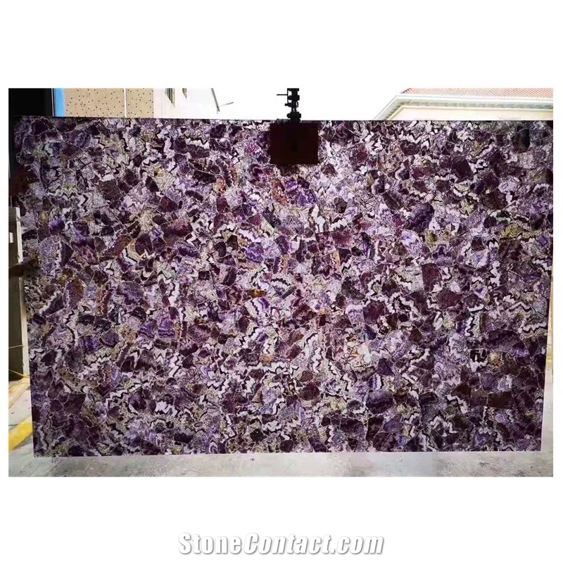 Backlit Amethyst Luxury Semiprecious Stone Panels