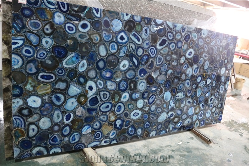 Gemstone Blue Agate Semiprecious Stone Slab