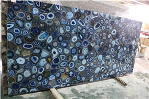 Gemstone Blue Agate Semiprecious Stone Slab