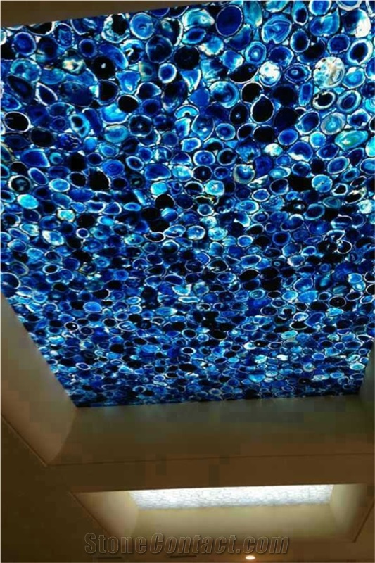Gemstone Blue Agate Semiprecious Stone Slab