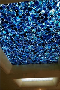 Gemstone Blue Agate Semiprecious Stone Slab