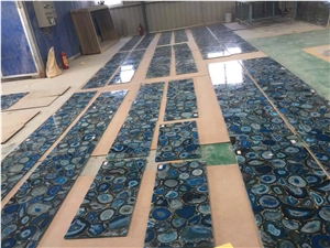 China Luxury Blue Agate Semiprecious Stone Slabs