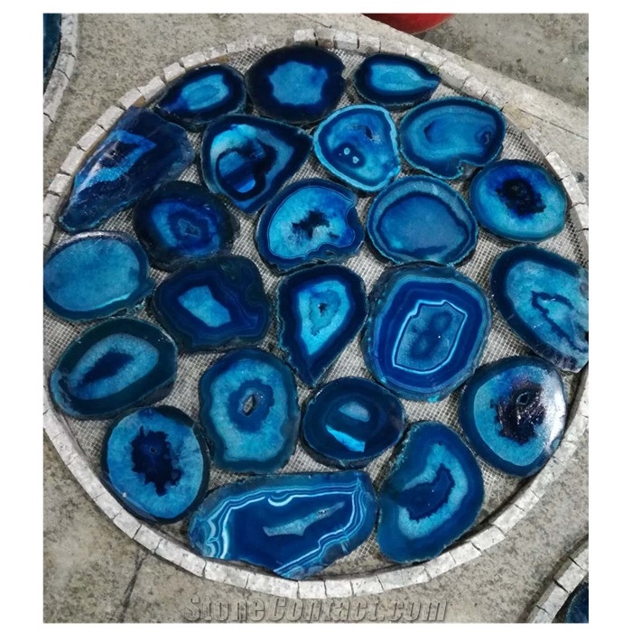 Luxury Blue Transparent Semiprecious Stone Wall Panels