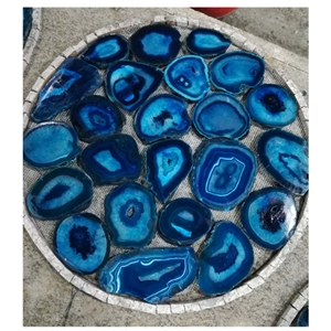 Luxury Blue Transparent Semiprecious Stone Wall Panels