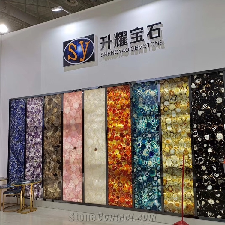 Luxury Blue Transparent Semiprecious Stone Wall Panels