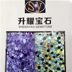 Luxury Blue Transparent Semiprecious Stone Wall Panels