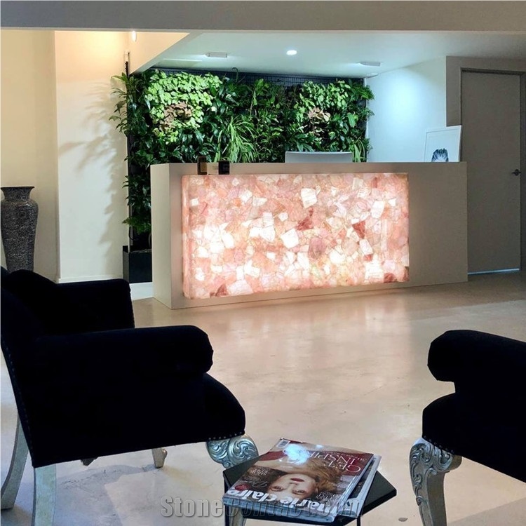Pink Crystal Semi-Precious Stone Table Slabs