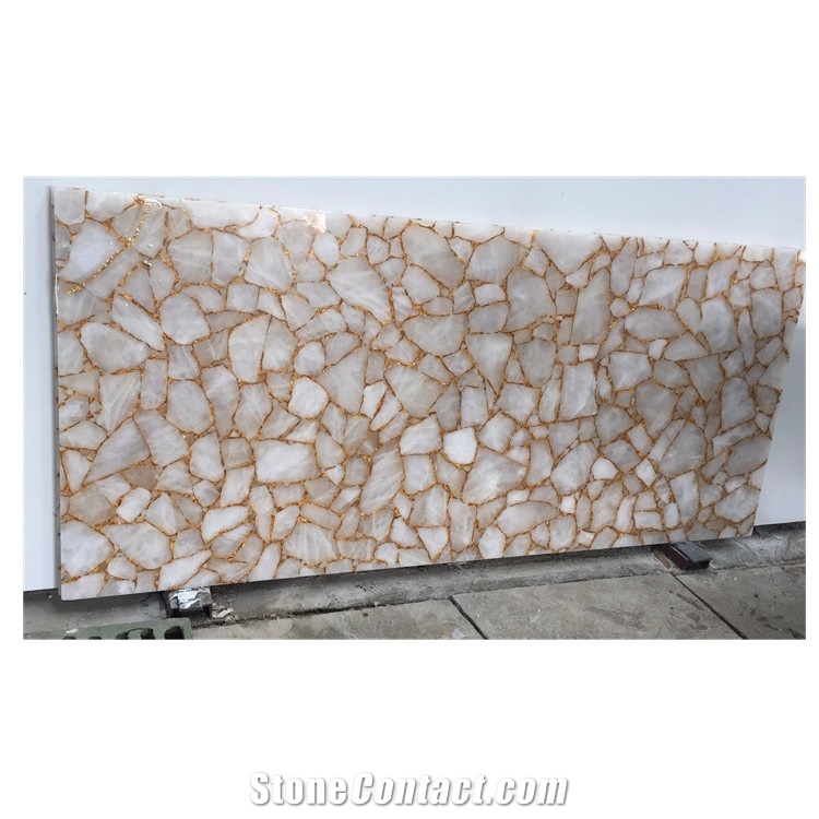 White with Gold Semi-Precious Stone Slabs