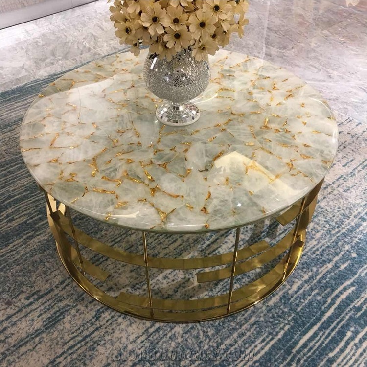 White with Gold Semi-Precious Stone Slabs