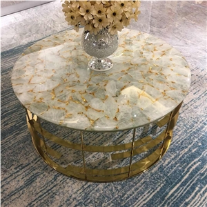 White with Gold Semi-Precious Stone Slabs
