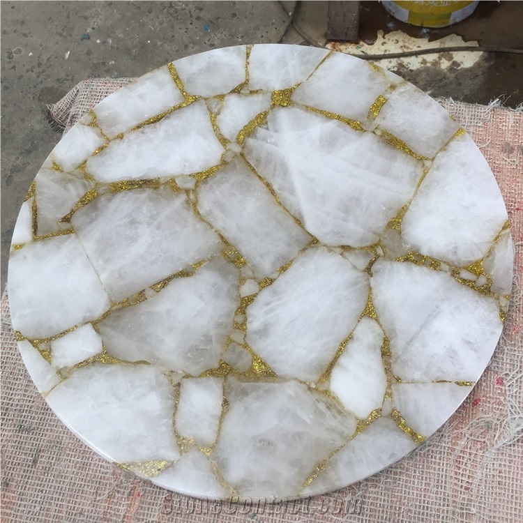 White with Gold Semi-Precious Stone Slabs