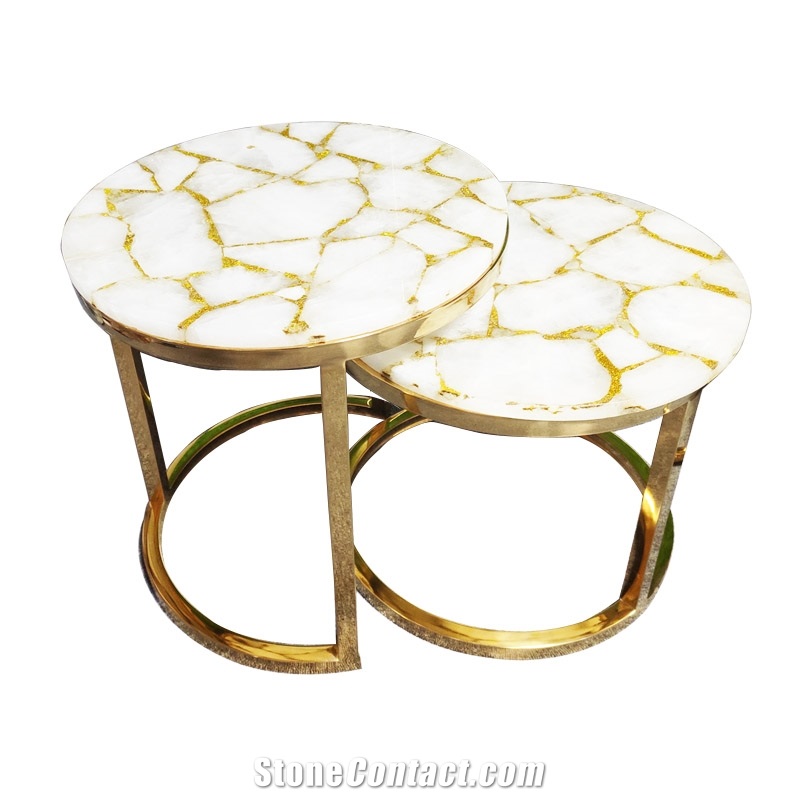 White with Gold Semi-Precious Stone Slabs