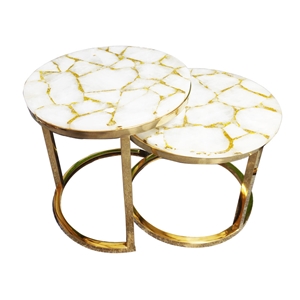 White with Gold Semi-Precious Stone Slabs