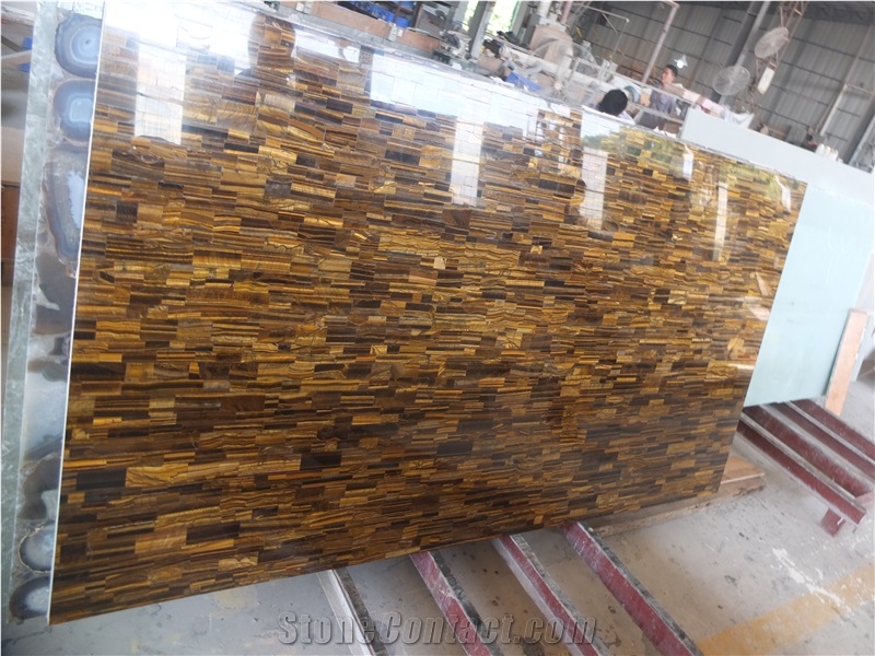 Yellow Tiger Eye Big Semiprecious Stone Slabs Wholesaler