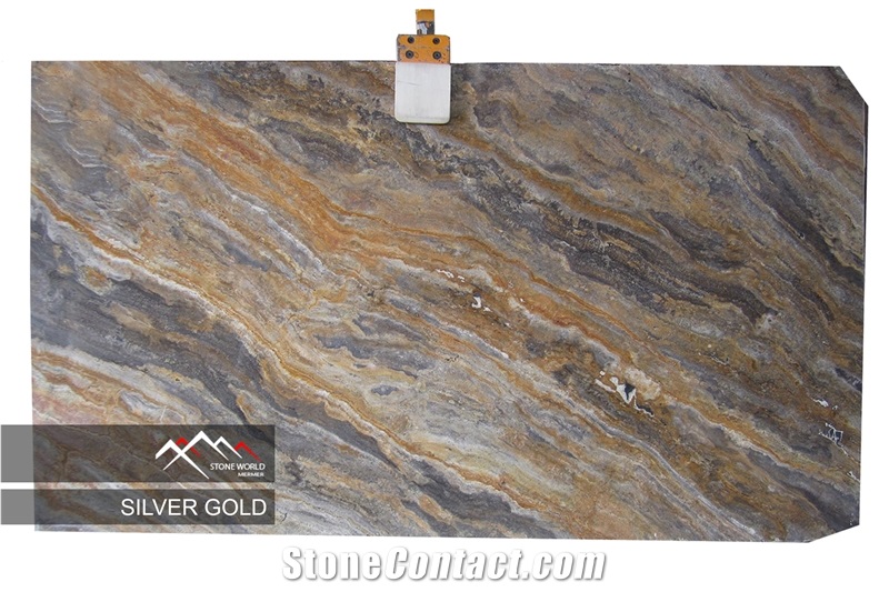 Silver Gold Travertine Slabs