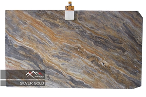Silver Gold Travertine Slabs