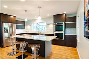 Carrara White Quartz Stone Kitchen Countertop, Island Top Carrara White Quartz Stone Kitchen Countertop, Island Top
