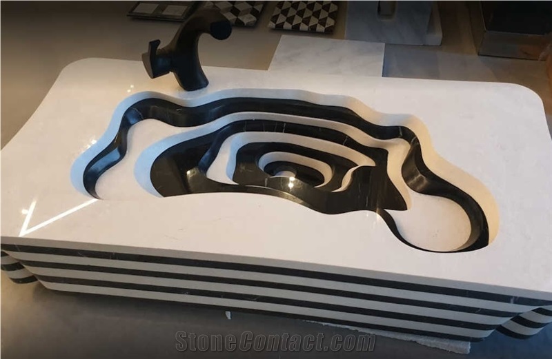 Custom Design White Limestone Wash Basin