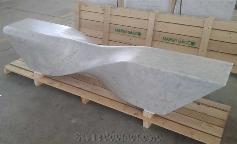 Carrara White Marble Custom Design Bench