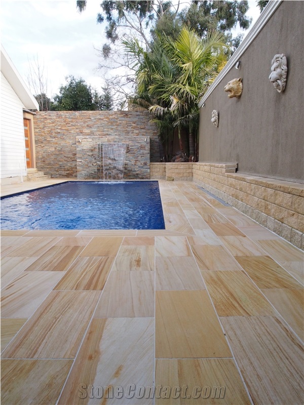 Teak Wood Sandstone Slabs & Tiles
