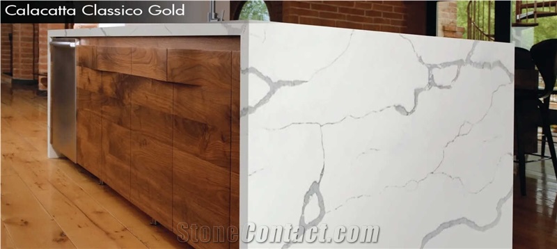 Calacatta Classico Gold Quartz Kitchen Countertop