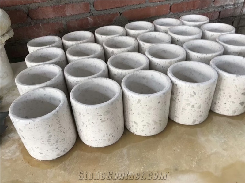 Terrazzo Stone Bathroom Dispenser, Bath Set