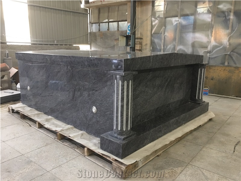 Bahama Blue Granite Two Crypts Private Mausoleums