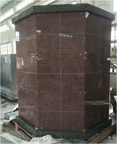 India Mahogany Granite Octangle Columbarium 72