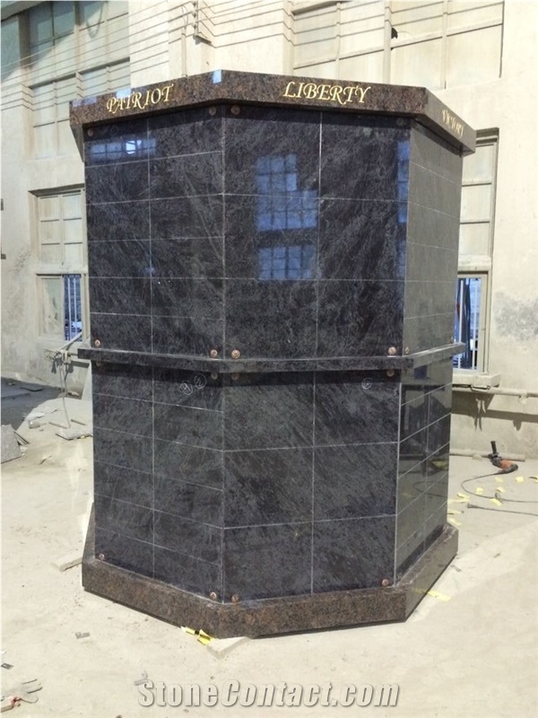 India Mahogany Granite Octangle Columbarium 72