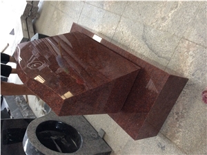 India Red Granite Slant Headstone, Grave Markers