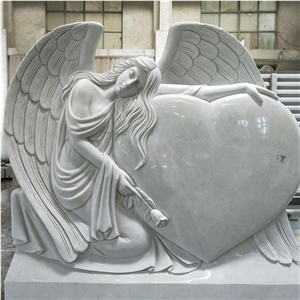 Wholesale China White Marble Angel Heart Memorial