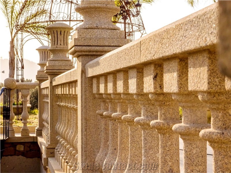 Granite Pilar Balaustre Colunas Pilares, Granito Amarelo Ponte De Lima Columns