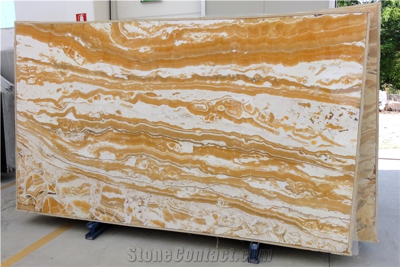 Onice/Onyx Alabaster Orange Polished Slabs