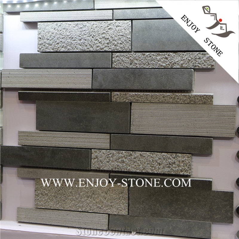 Basalt Composited Mosaic,Lava Stone Wall Linear Mosaic