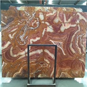 Iran Translucent Yellow Red Onyx,Tiger Red Onyx