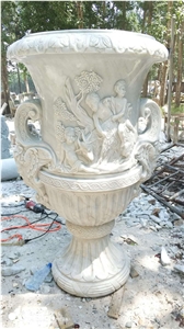 Flower Pots White Marble Garden Flower Vases