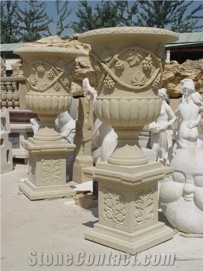 Flower Pots White Marble Garden Flower Vases