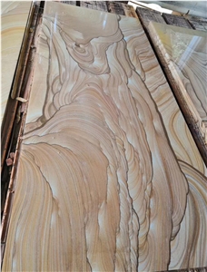 Gold Sandstone Tiles Wooden Sandstone Slabs Wall