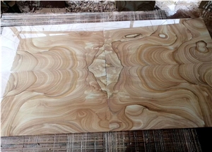 Gold Sandstone Tiles Wooden Sandstone Slabs Wall