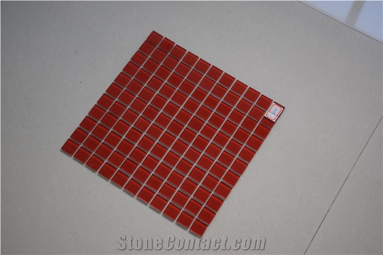 Artistic Red Colored Glaze Crystal Glass Mosaic