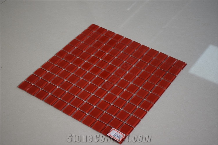 Artistic Red Colored Glaze Crystal Glass Mosaic