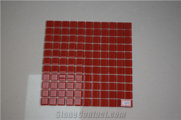 Artistic Red Colored Glaze Crystal Glass Mosaic