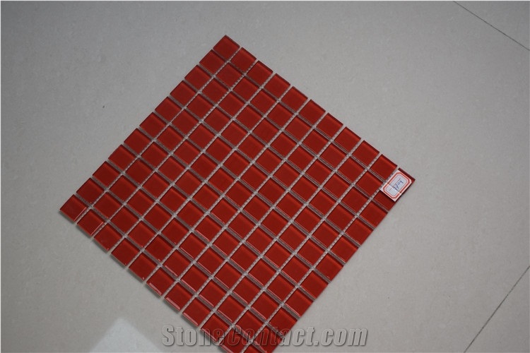 Artistic Red Colored Glaze Crystal Glass Mosaic