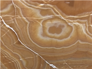 Backlit Orange Jade Slabs with Circle Vein
