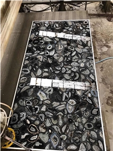 Black Agate Semi Precious Stone Wall Cladding