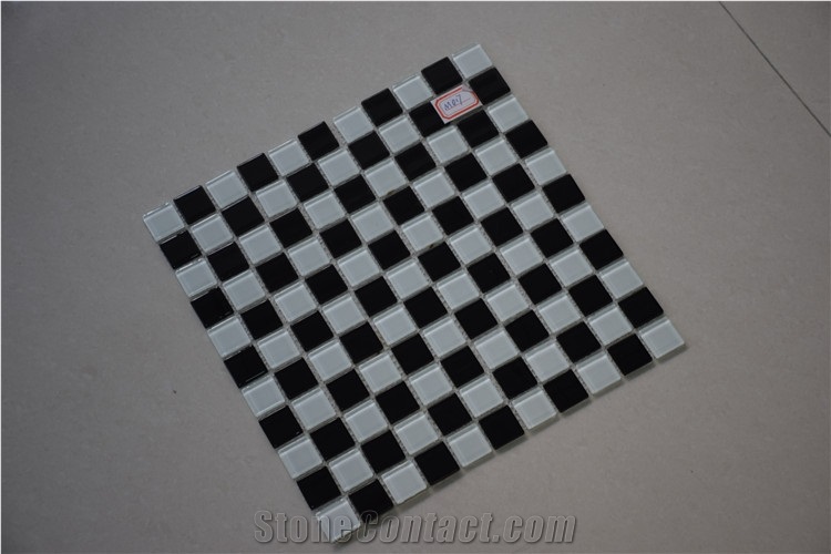 Black Mix White Color Glass Mosaic Tile