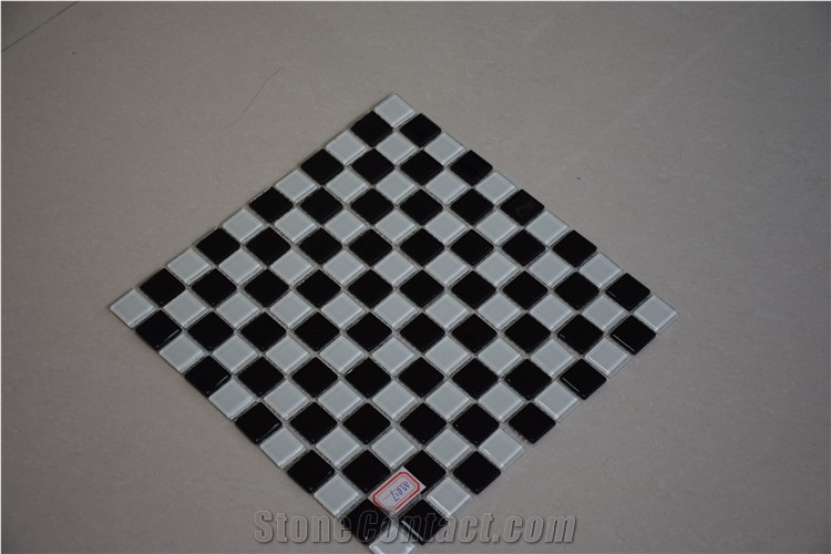 Black Mix White Color Glass Mosaic Tile